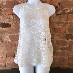 Sabo Skirt Sheer Flower Tank With Open Back